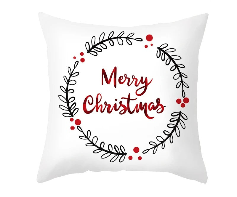 Christmas Cushion Cover – Festive Santa & Elk Design for Holiday Decor & Perfect New Year Gift