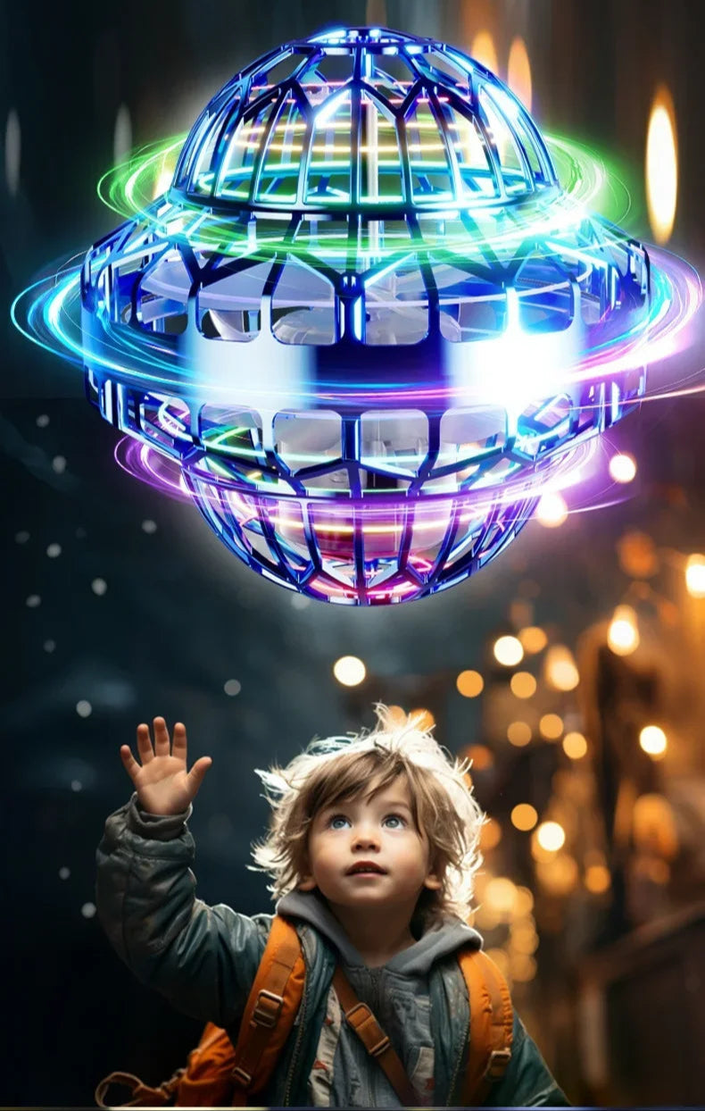 Hand-Operated UFO Flying Ball Toy –  Hovering Drone with LED Lights, Boomerang Effect, Perfect Christmas Gift for Kids