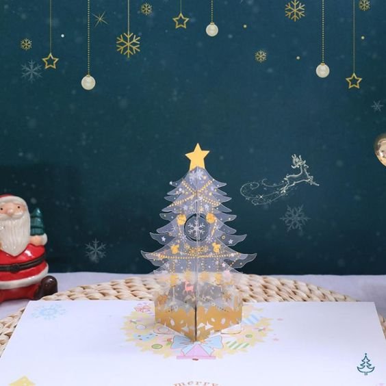 Pop Up Christmas Tree Card - 3D Merry Christmas Greeting Card