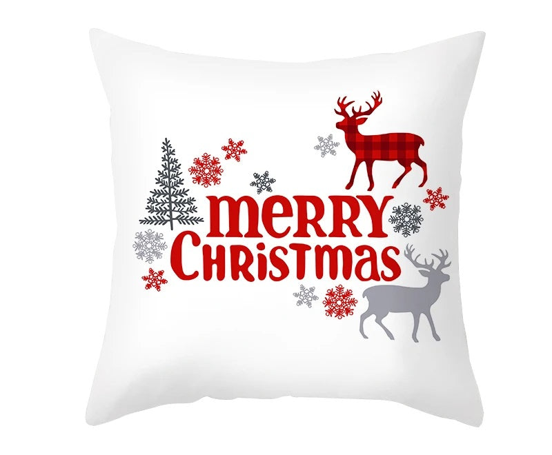 Christmas Cushion Cover – Festive Santa & Elk Design for Holiday Decor & Perfect New Year Gift