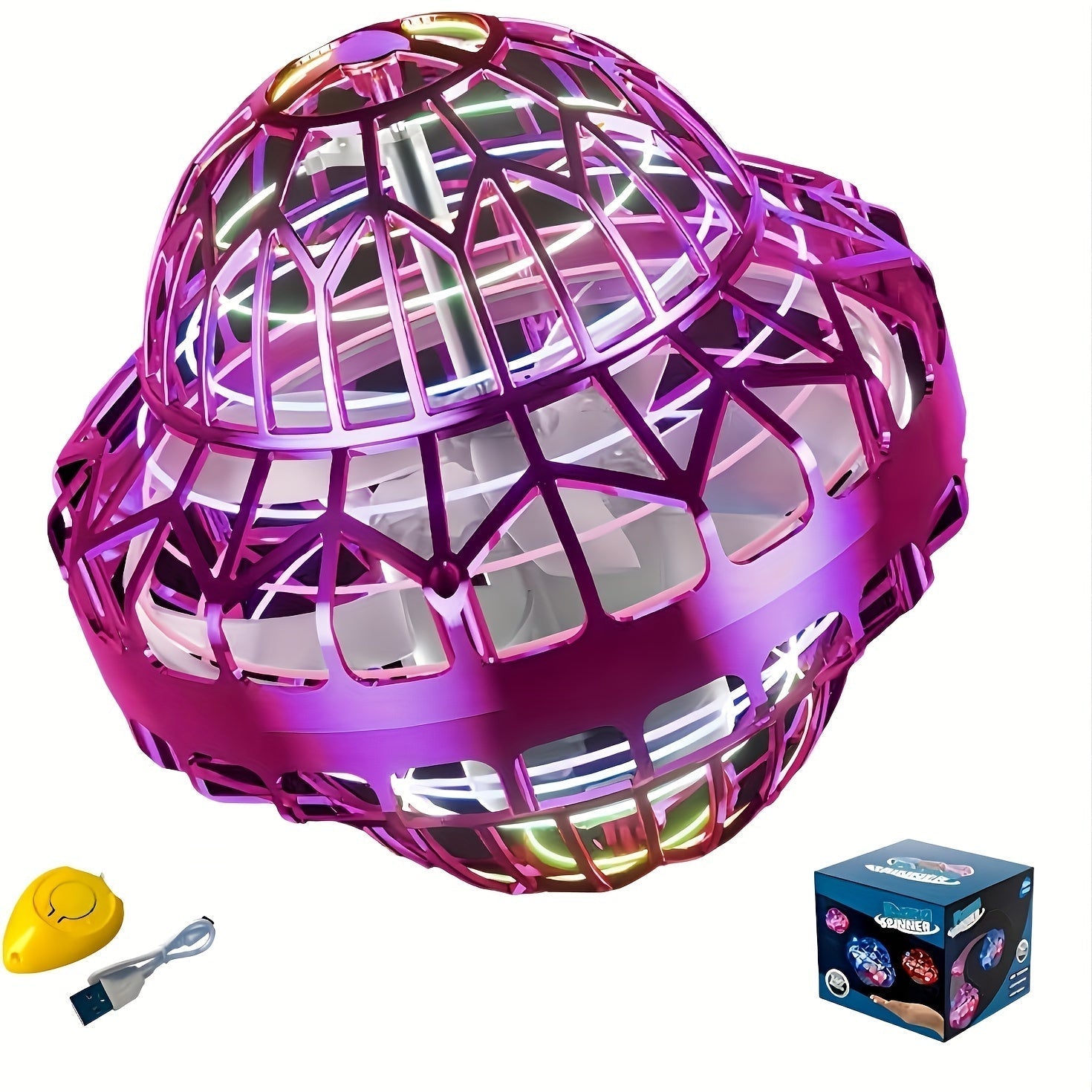 Hand-Operated UFO Flying Ball Toy –  Hovering Drone with LED Lights, Boomerang Effect, Perfect Christmas Gift for Kids