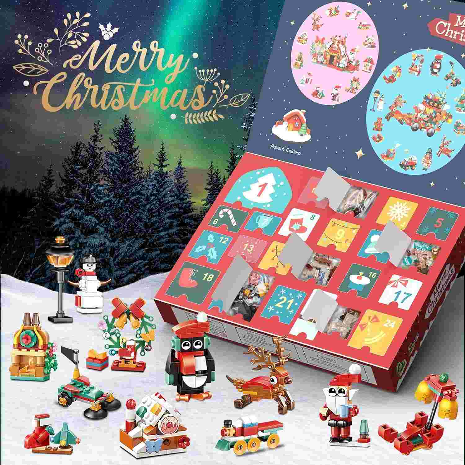 Christmas Sleigh Advent Calendar Building Blocks Set | 24 Days Countdown