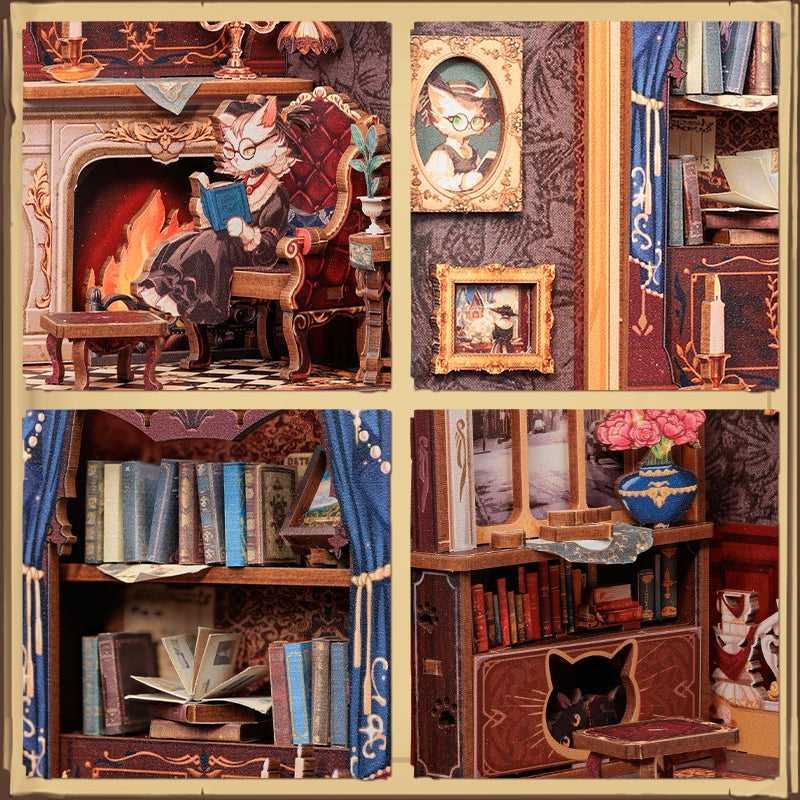Count Cat's Study DIY Book Nook Kit | Mini Bookstore Series