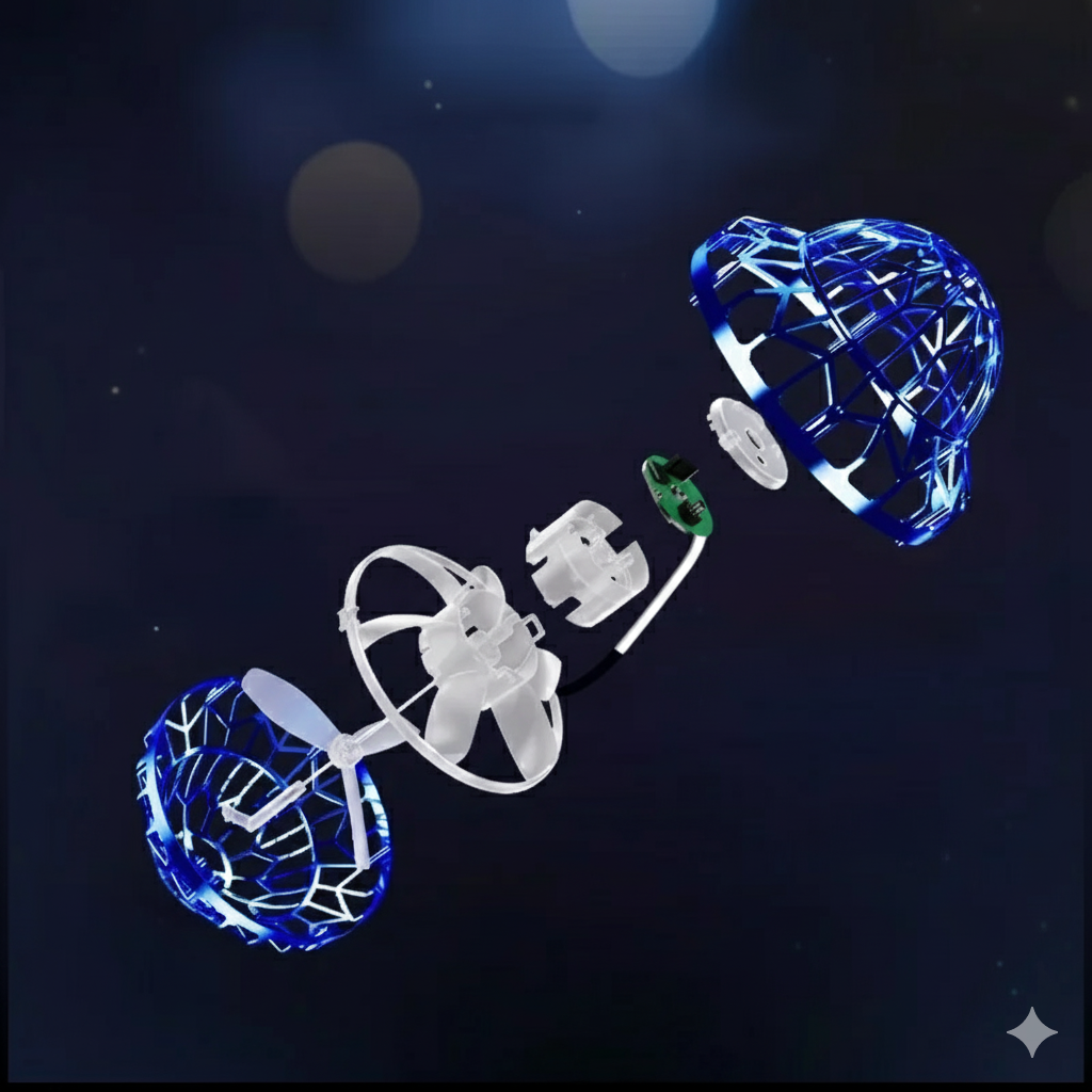 Hand-Operated UFO Flying Ball Toy –  Hovering Drone with LED Lights, Boomerang Effect, Perfect Christmas Gift for Kids