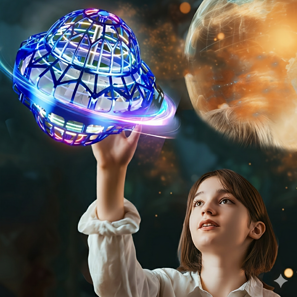 Hand-Operated UFO Flying Ball Toy –  Hovering Drone with LED Lights, Boomerang Effect, Perfect Christmas Gift for Kids