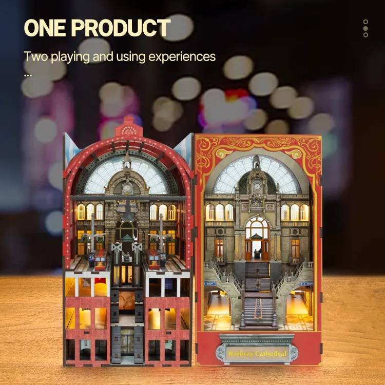 Railway Cathedral | DIY Book Nook Kit | Bookend in Double Scenes