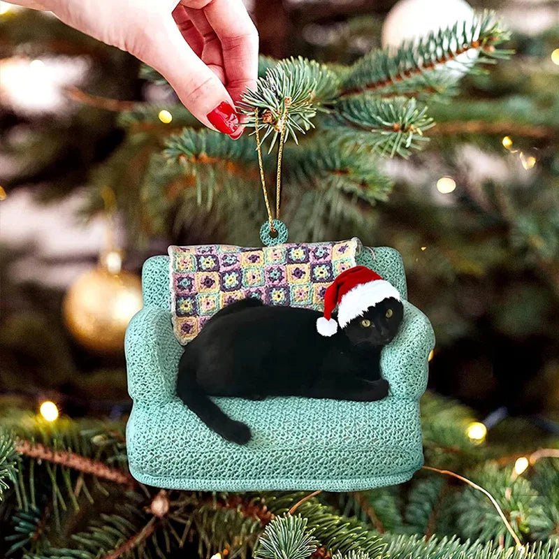 Acrylic Black Cat Christmas Ornaments Set – Adorable Tree Pendants for Weddings, Parties, and Festive Home Décor
