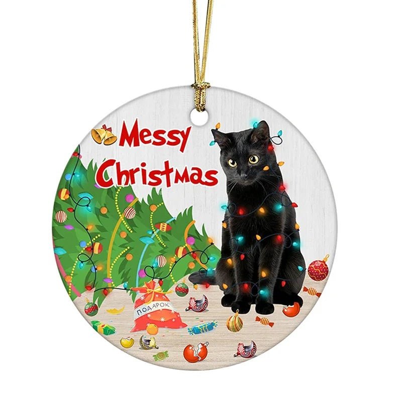 Acrylic Black Cat Christmas Ornaments Set – Adorable Tree Pendants for Weddings, Parties, and Festive Home Décor