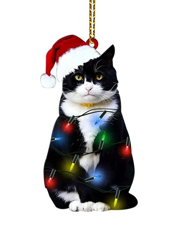 Acrylic Black Cat Christmas Ornaments Set – Adorable Tree Pendants for Weddings, Parties, and Festive Home Décor