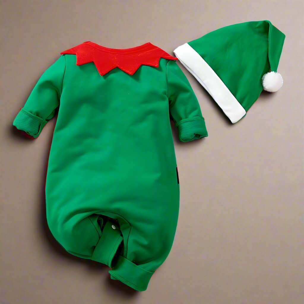 Adorable Christmas Elf Jumpsuit for Newborn – Soft & Cozy Long Sleeve Outfit for Boys and Girls (0-18 Months) Perfect for Christmas Celebrations