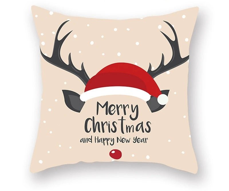 Christmas Cushion Cover – Festive Santa & Elk Design for Holiday Decor & Perfect New Year Gift