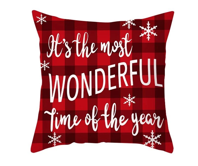 Christmas Cushion Cover – Festive Santa & Elk Design for Holiday Decor & Perfect New Year Gift