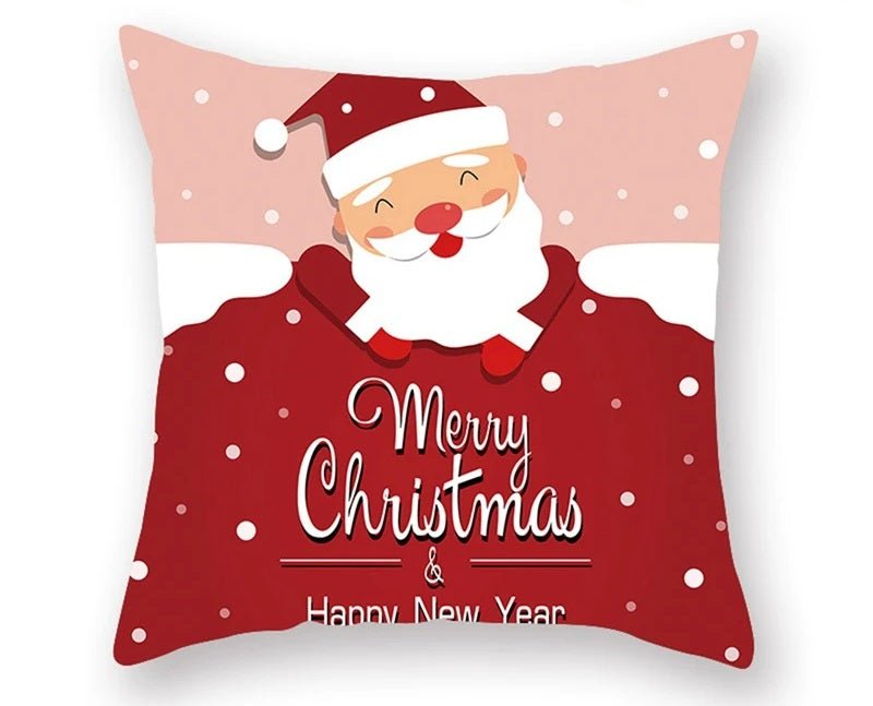 Christmas Cushion Cover – Festive Santa & Elk Design for Holiday Decor & Perfect New Year Gift