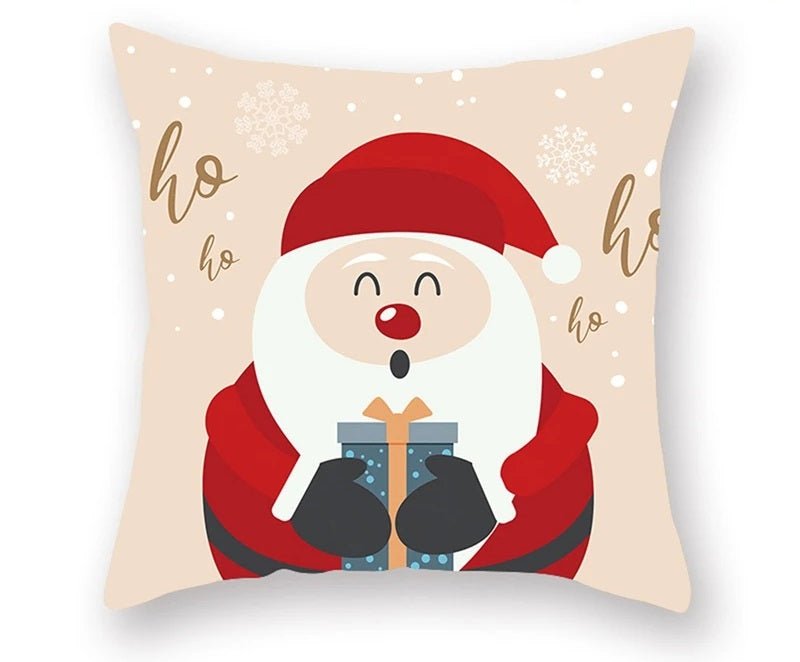 Christmas Cushion Cover – Festive Santa & Elk Design for Holiday Decor & Perfect New Year Gift