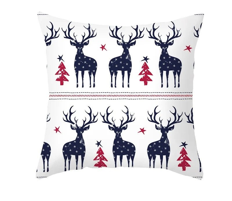 Christmas Cushion Cover – Festive Santa & Elk Design for Holiday Decor & Perfect New Year Gift