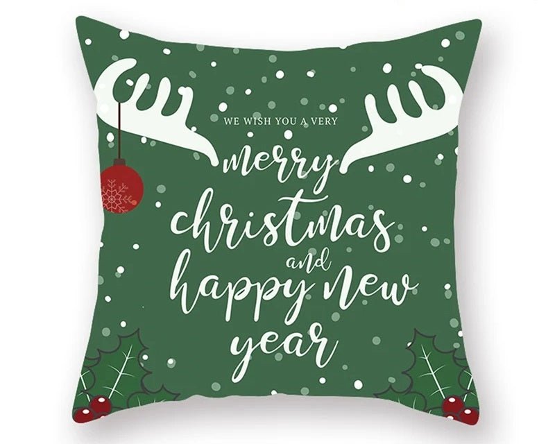 Christmas Cushion Cover – Festive Santa & Elk Design for Holiday Decor & Perfect New Year Gift