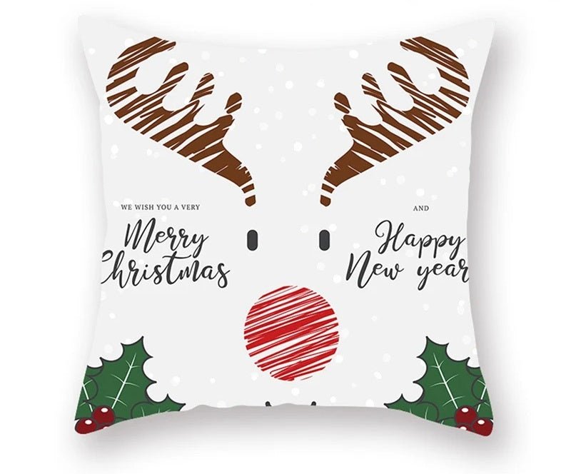 Christmas Cushion Cover – Festive Santa & Elk Design for Holiday Decor & Perfect New Year Gift