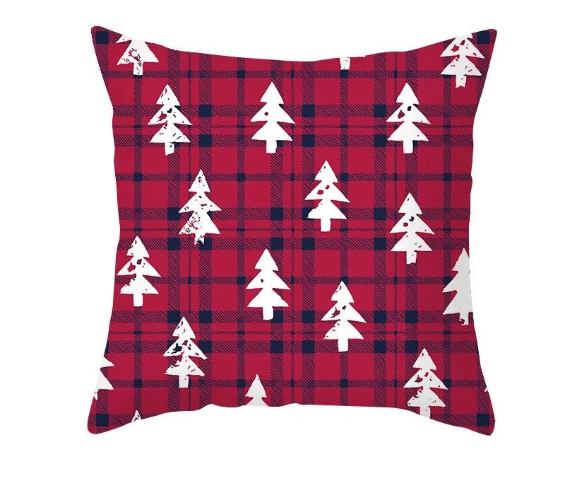 Christmas Cushion Cover – Festive Santa & Elk Design for Holiday Decor & Perfect New Year Gift