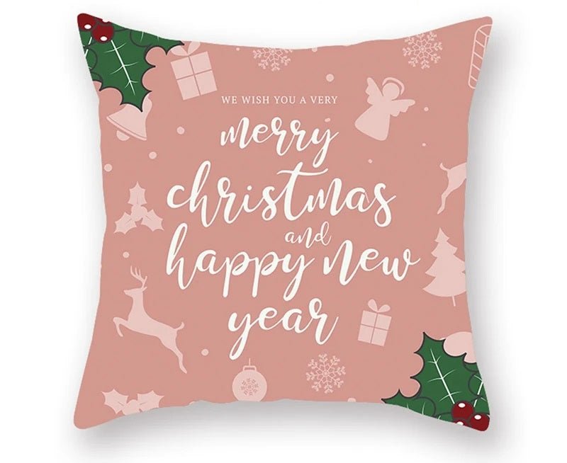 Christmas Cushion Cover – Festive Santa & Elk Design for Holiday Decor & Perfect New Year Gift