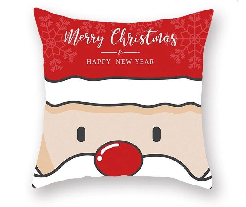 Christmas Cushion Cover – Festive Santa & Elk Design for Holiday Decor & Perfect New Year Gift