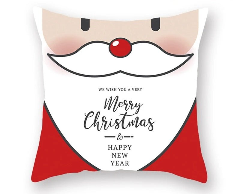 Christmas Cushion Cover – Festive Santa & Elk Design for Holiday Decor & Perfect New Year Gift