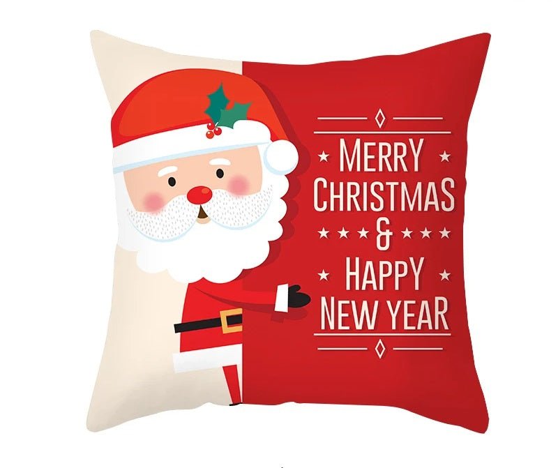 Christmas Cushion Cover – Festive Santa & Elk Design for Holiday Decor & Perfect New Year Gift