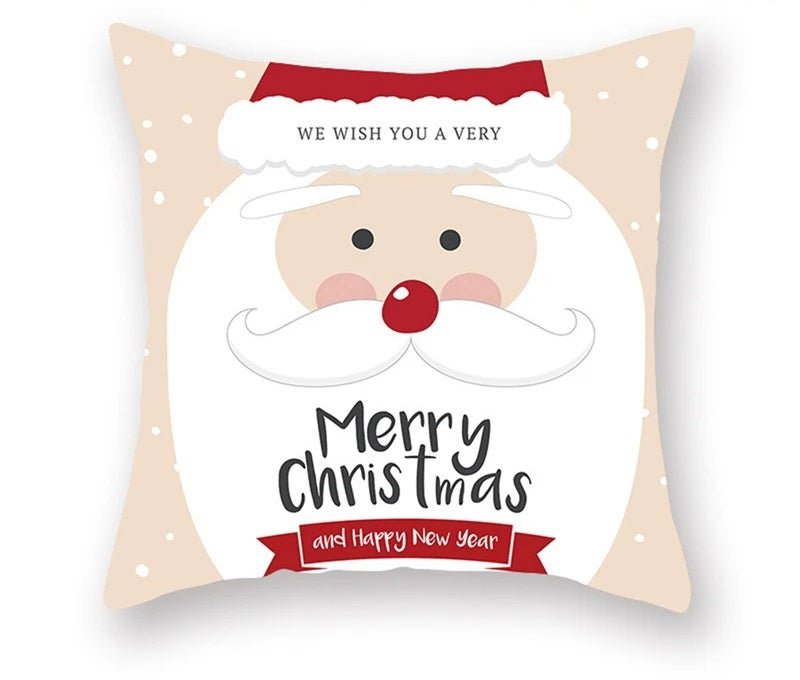 Christmas Cushion Cover – Festive Santa & Elk Design for Holiday Decor & Perfect New Year Gift