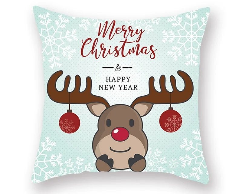 Christmas Cushion Cover – Festive Santa & Elk Design for Holiday Decor & Perfect New Year Gift