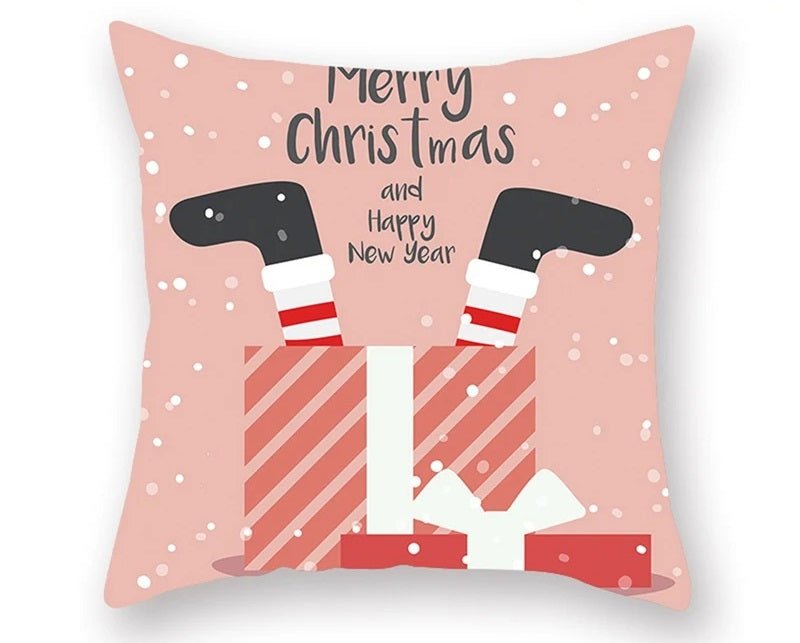 Christmas Cushion Cover – Festive Santa & Elk Design for Holiday Decor & Perfect New Year Gift