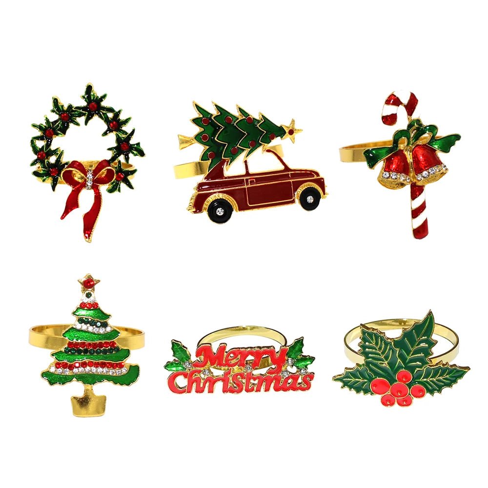 Christmas Napkin Rings – Sparkling Deer & Tree Wreath Holders for Festive Weddings & Holiday Table Decor