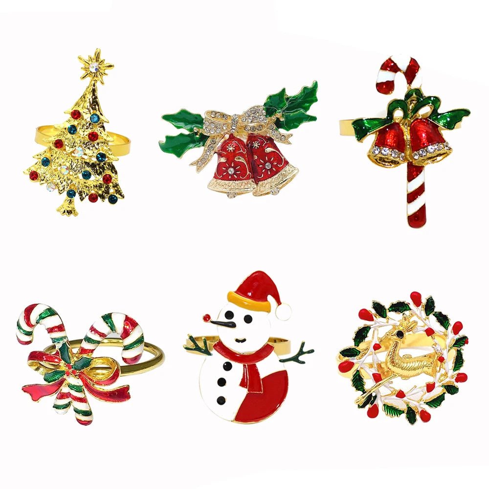 Christmas Napkin Rings – Sparkling Deer & Tree Wreath Holders for Festive Weddings & Holiday Table Decor