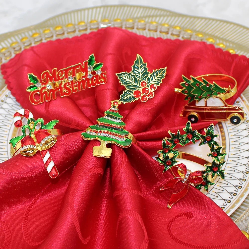 Christmas Napkin Rings – Sparkling Deer & Tree Wreath Holders for Festive Weddings & Holiday Table Decor