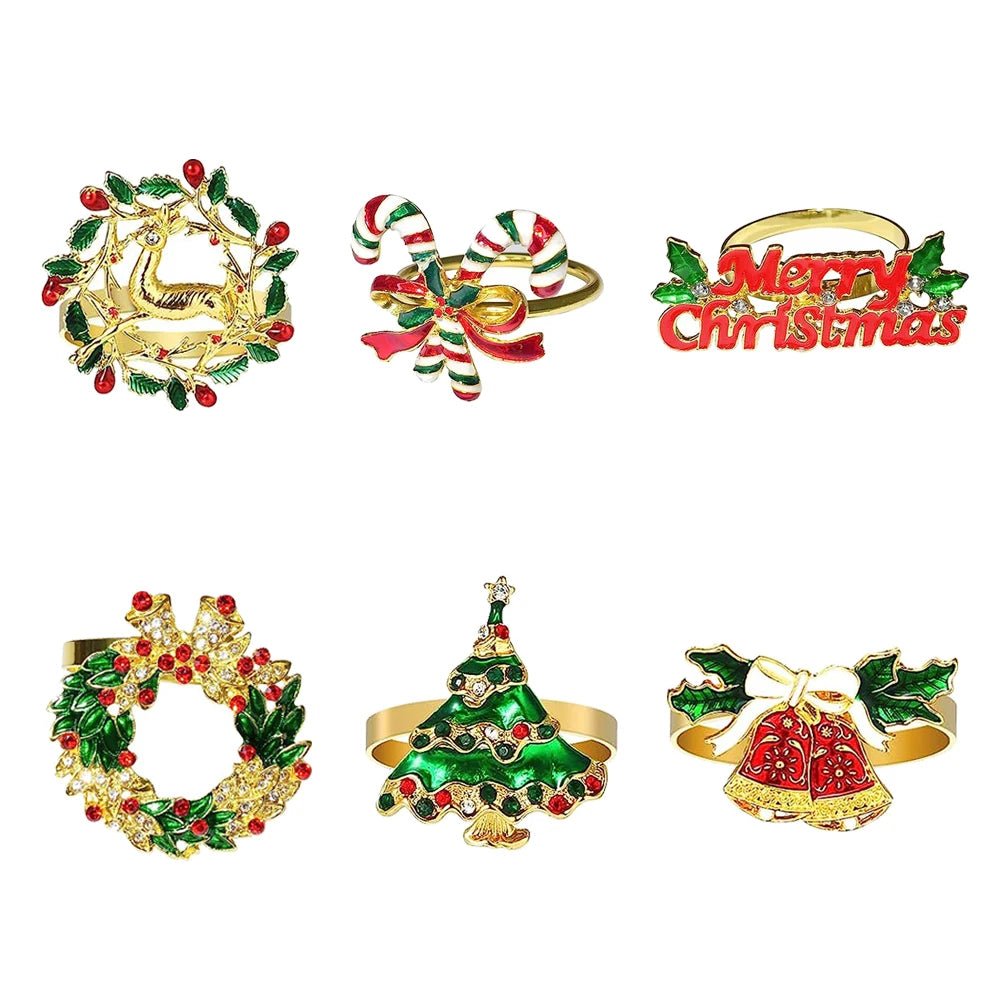 Christmas Napkin Rings – Sparkling Deer & Tree Wreath Holders for Festive Weddings & Holiday Table Decor
