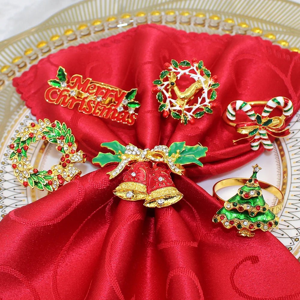Christmas Napkin Rings – Sparkling Deer & Tree Wreath Holders for Festive Weddings & Holiday Table Decor