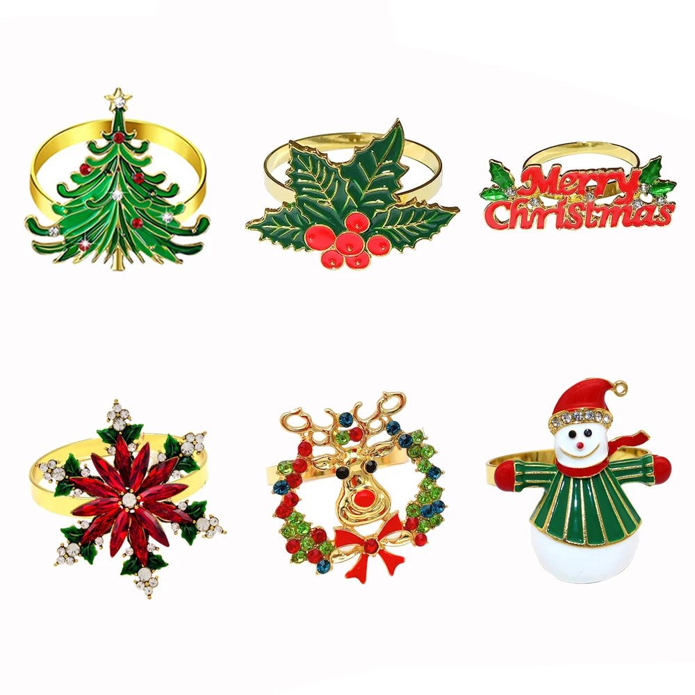 Christmas Napkin Rings – Sparkling Deer & Tree Wreath Holders for Festive Weddings & Holiday Table Decor