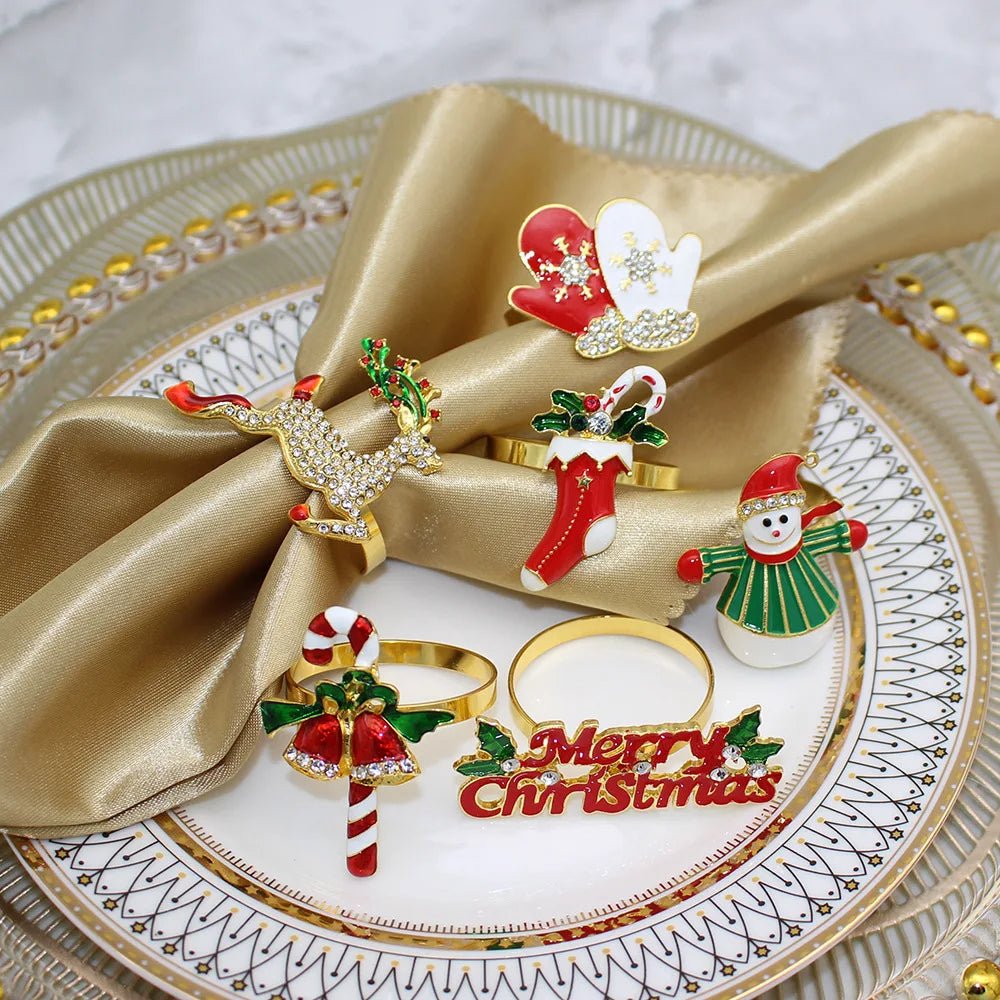 Christmas Napkin Rings – Sparkling Deer & Tree Wreath Holders for Festive Weddings & Holiday Table Decor