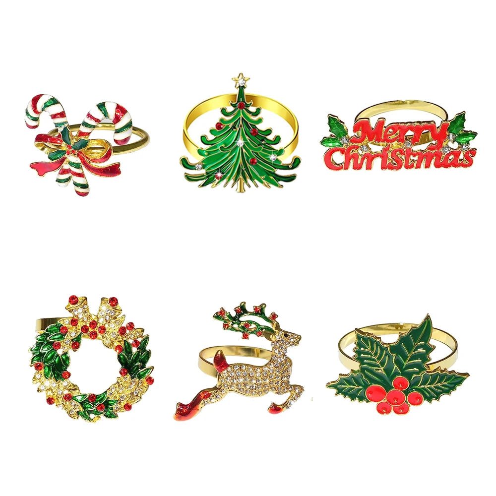 Christmas Napkin Rings – Sparkling Deer & Tree Wreath Holders for Festive Weddings & Holiday Table Decor