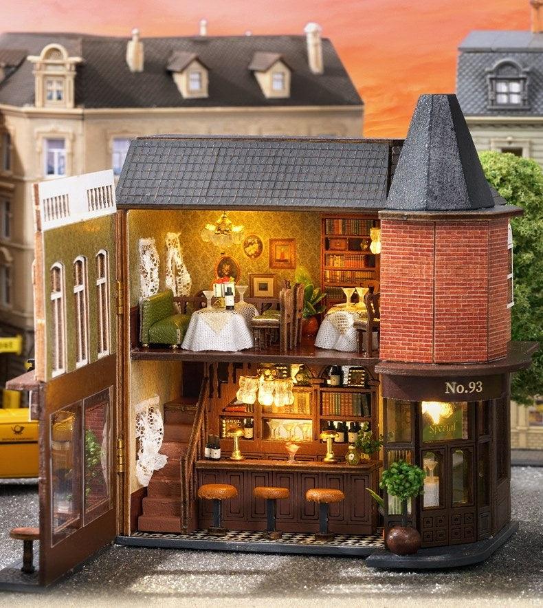 Corner Restaurant DIY Dollhouse Kit | Mini House
