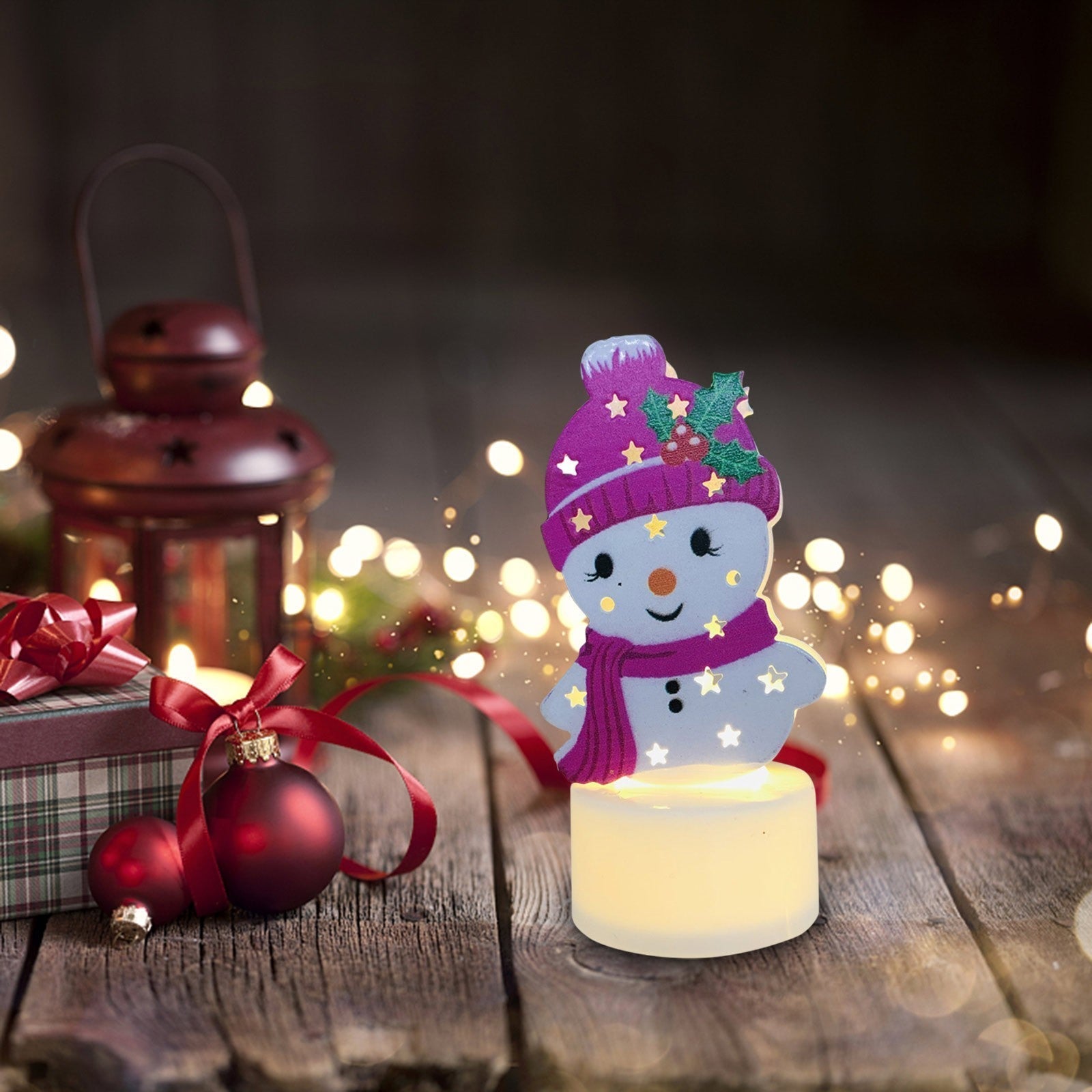 Electronic LED Christmas Candle Lamps - Set of 10 – Adorable Santa, Snowman & Tree Night Lights for Festive Home, Party, & Garden Décor