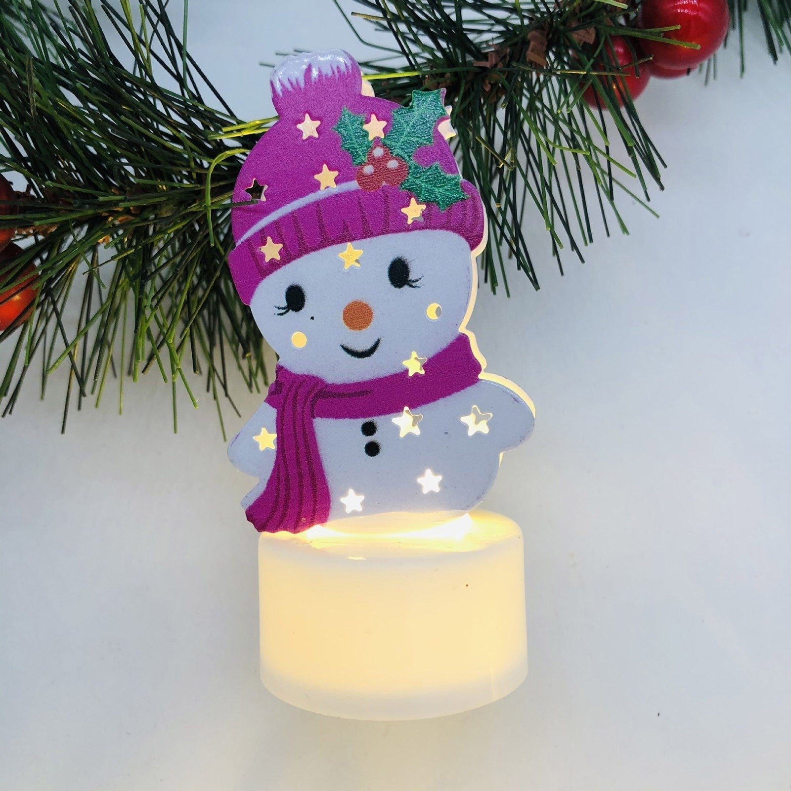 Electronic LED Christmas Candle Lamps - Set of 10 – Adorable Santa, Snowman & Tree Night Lights for Festive Home, Party, & Garden Décor