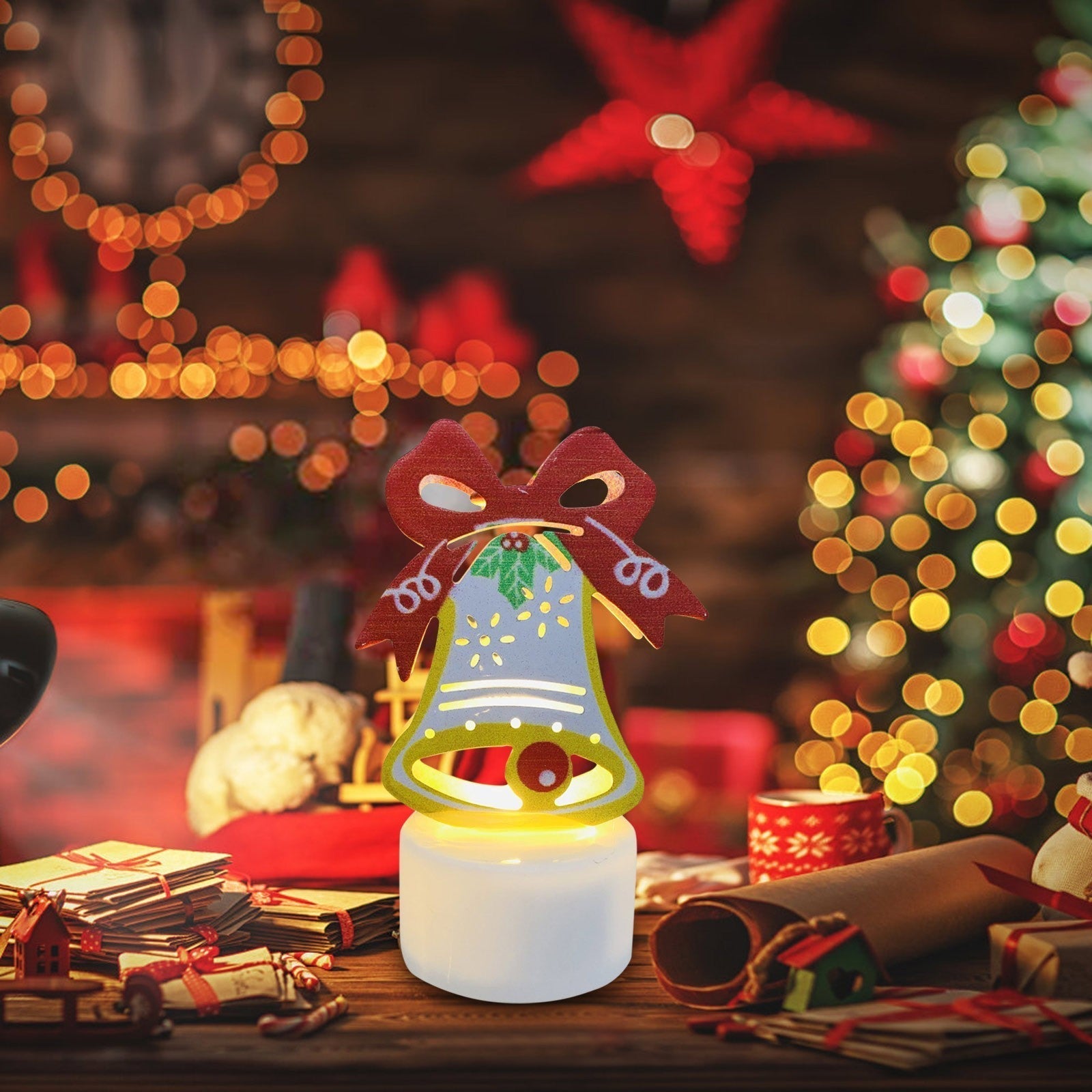 Electronic LED Christmas Candle Lamps - Set of 10 – Adorable Santa, Snowman & Tree Night Lights for Festive Home, Party, & Garden Décor