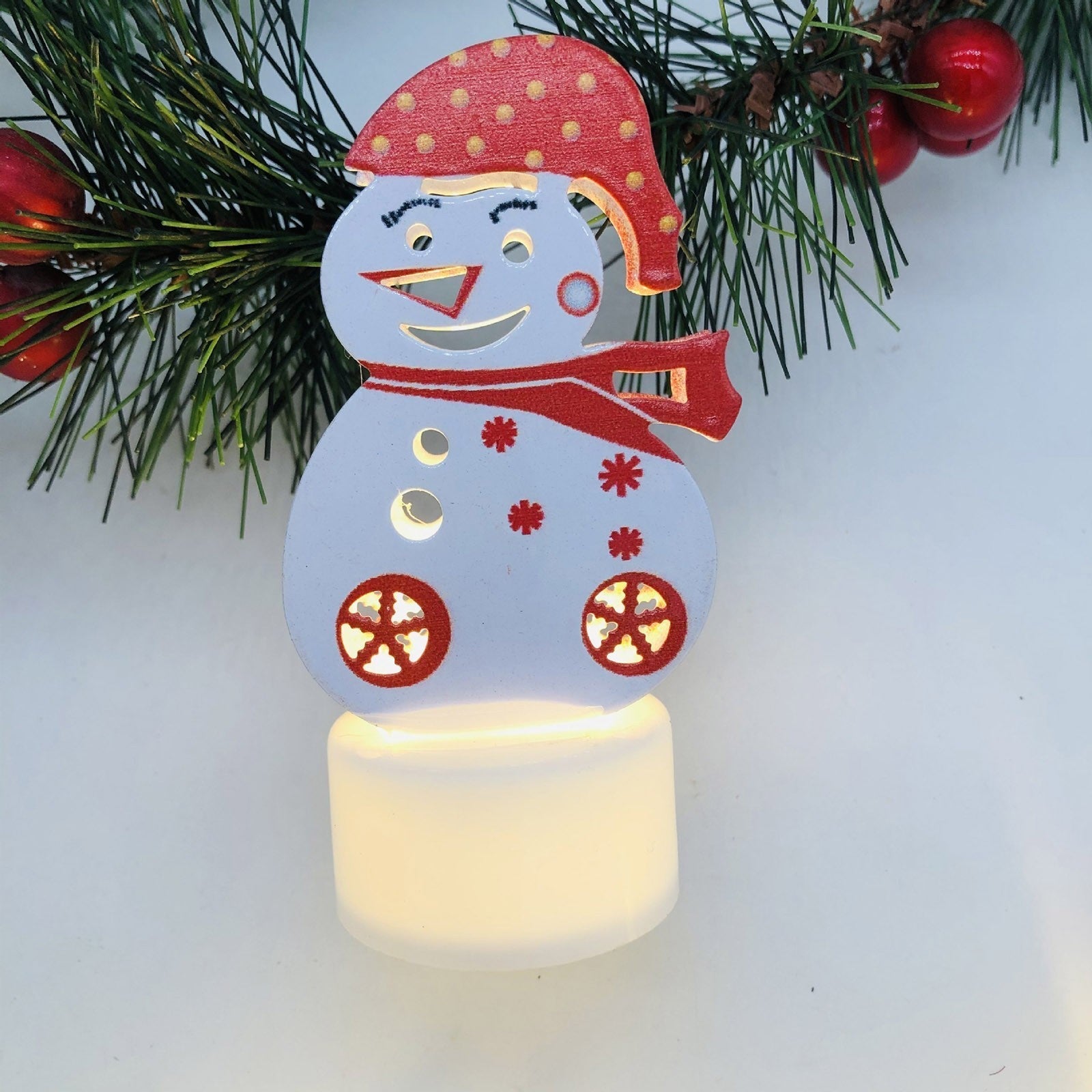 Electronic LED Christmas Candle Lamps - Set of 10 – Adorable Santa, Snowman & Tree Night Lights for Festive Home, Party, & Garden Décor