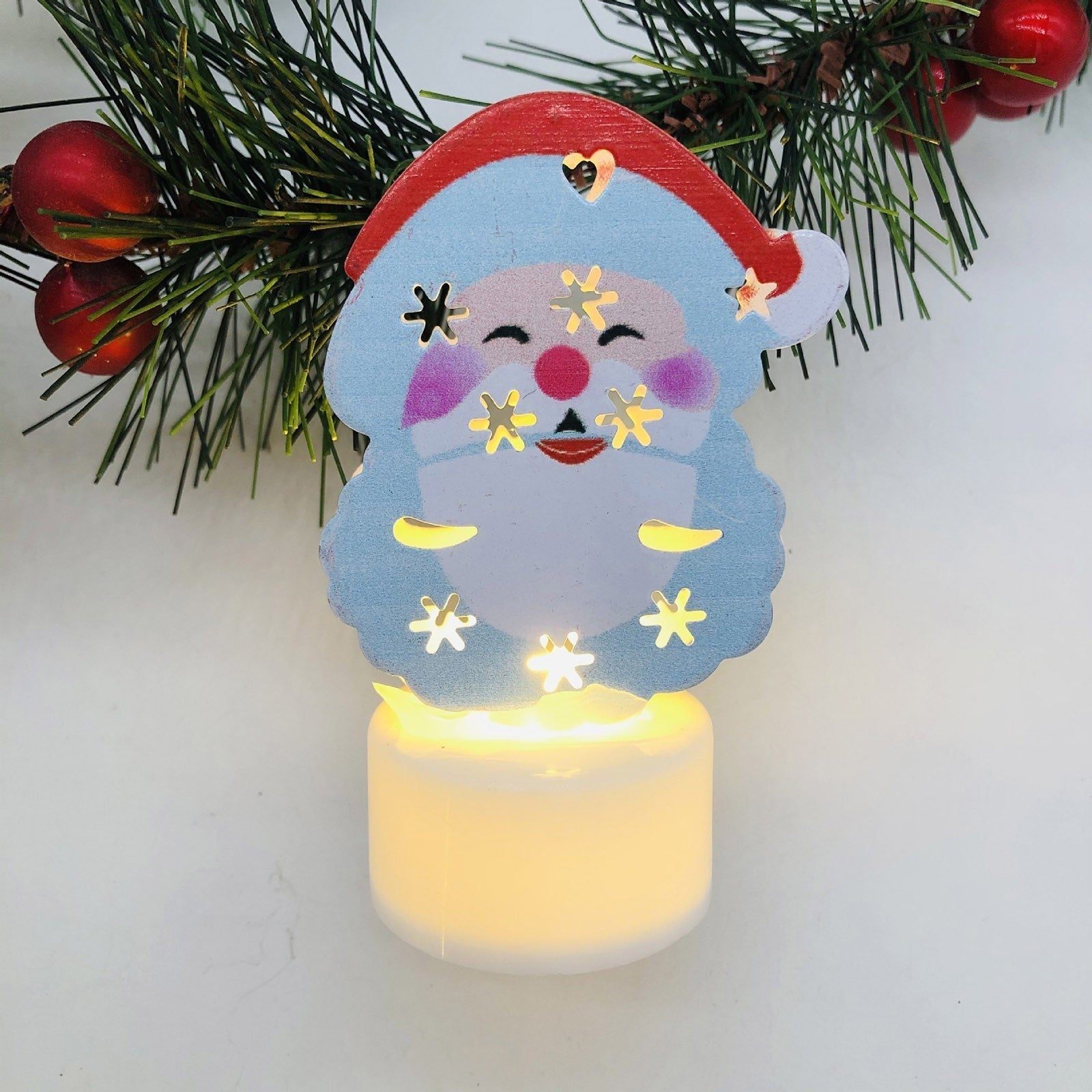 Electronic LED Christmas Candle Lamps - Set of 10 – Adorable Santa, Snowman & Tree Night Lights for Festive Home, Party, & Garden Décor