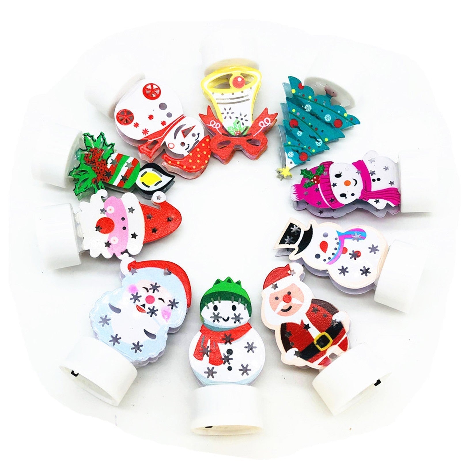 Electronic LED Christmas Candle Lamps - Set of 10 – Adorable Santa, Snowman & Tree Night Lights for Festive Home, Party, & Garden Décor