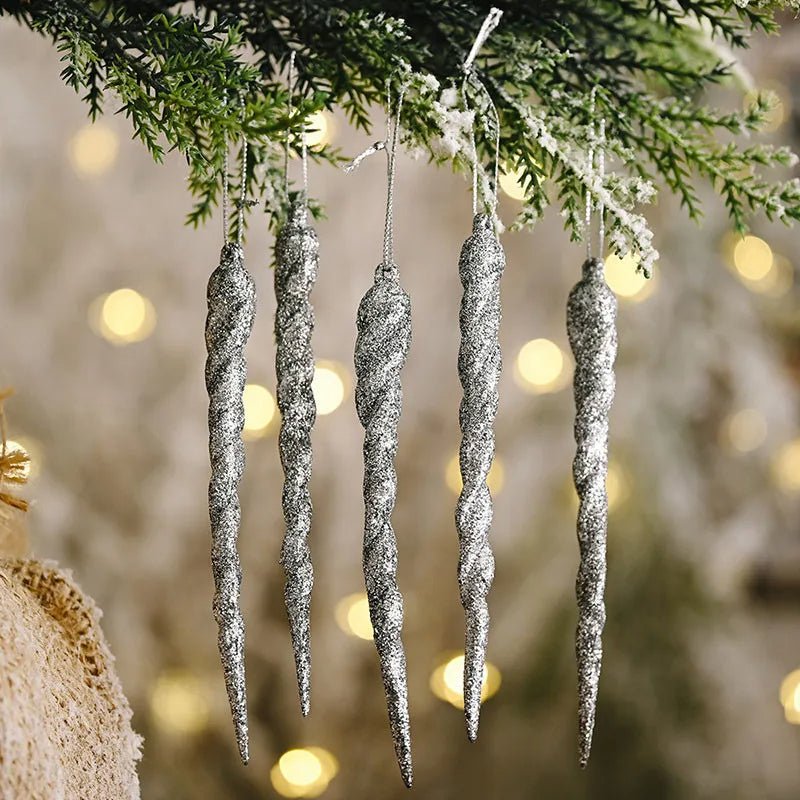 Faux Icicle Christmas Ornaments Set– Winter Wonderland Tree Decorations for Parties & New Year Charm