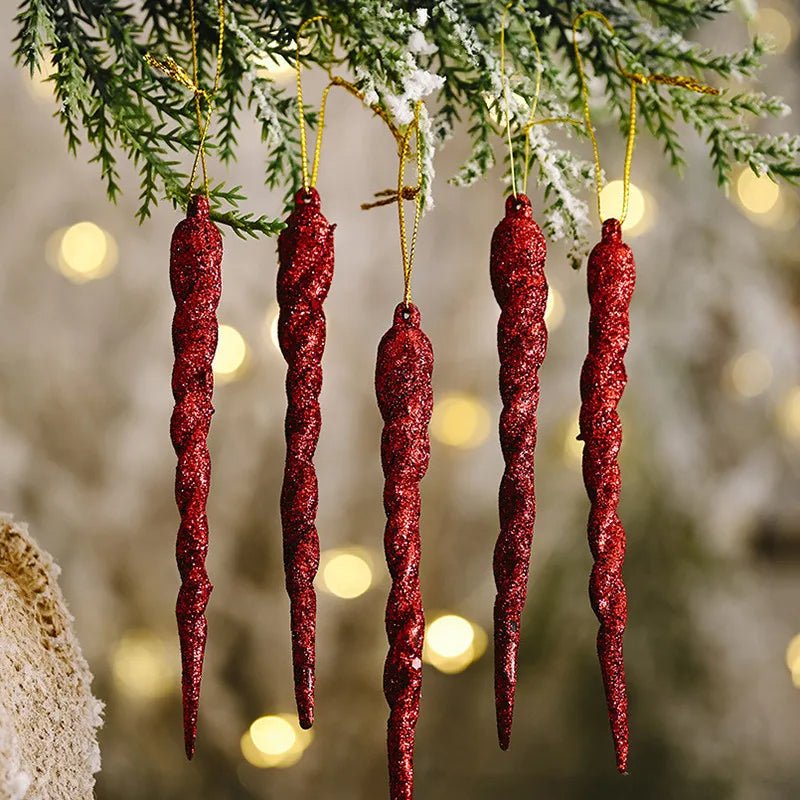 Faux Icicle Christmas Ornaments Set– Winter Wonderland Tree Decorations for Parties & New Year Charm