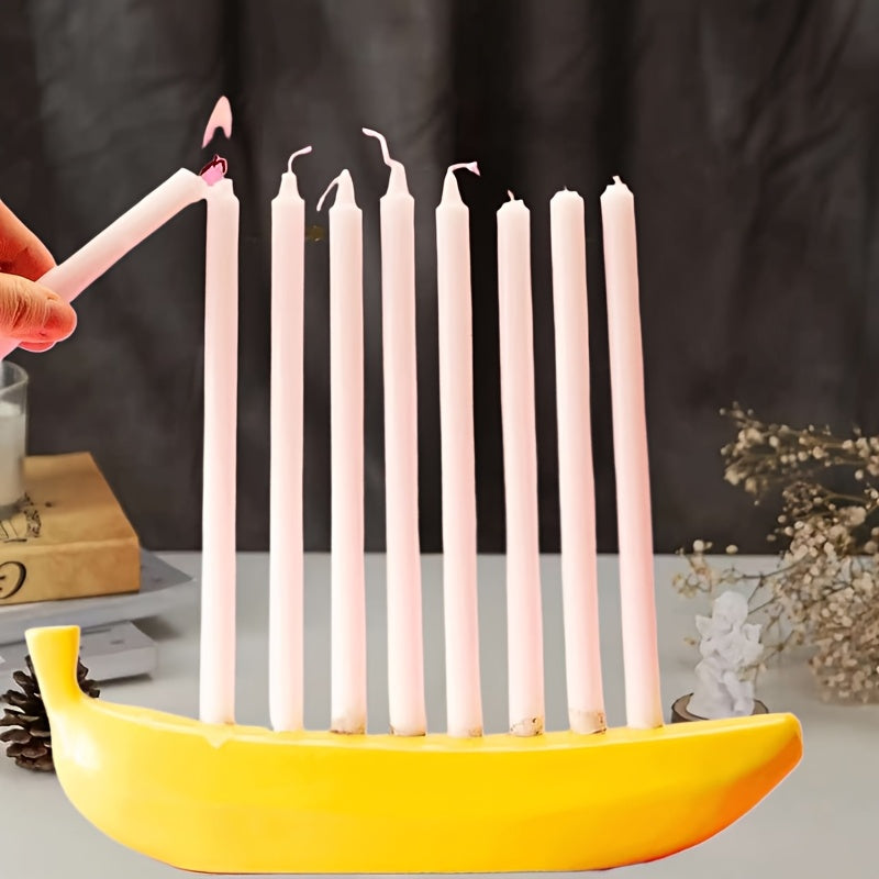 Innovative Ceramic Banana Decorative Candlestick - Fun Candlestick for Hanukkah, Unique Banana Theme Candlestick for Enthusiasts, Parties, Home Lighting, Also Suitable for Christmas, Valentine's Day, Easter, Thanksgiving, Hanukkah Festival Gifts