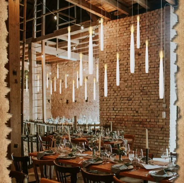 Magical Floating Candles with Wand - Flickering Taper Flameless Hanging Candles for Christmas, Halloween, Birthday Parties, Home Decor, and Gifts