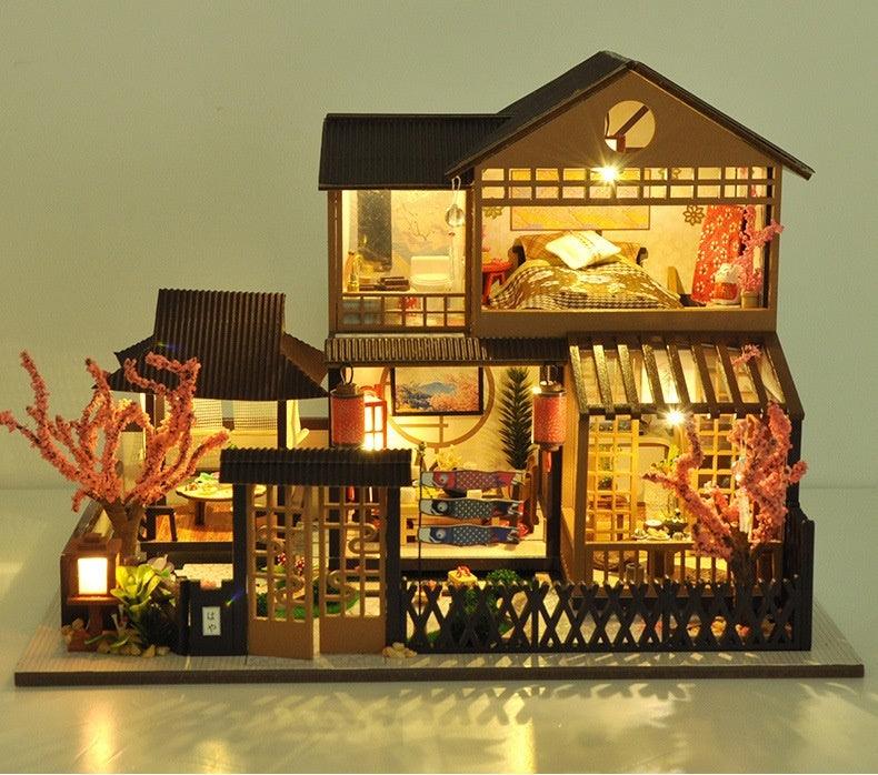 Sakura Courtyard - Japanese House- DIY Miniature Dollhouse Kit