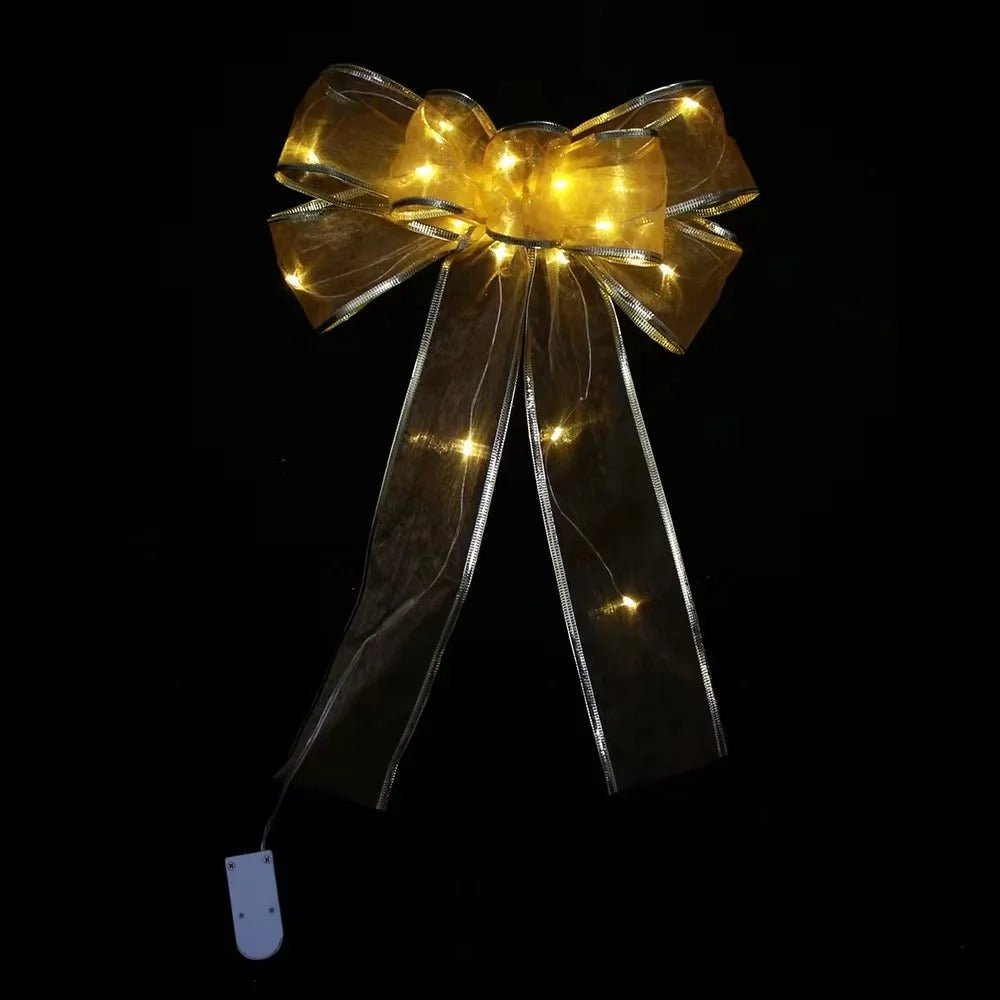 Large Printed Light Up Christmas Bow - Christmas Tree Hanging Decoration Light up Christmas Bows